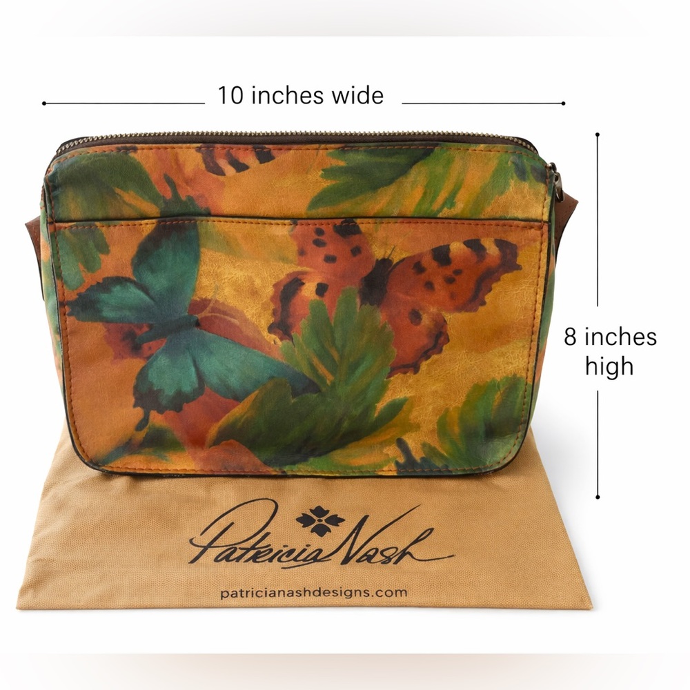 Patricia Nash Vallata Butterfly Watercolor Leather Crossbody Bag NWT Boho - Picture 5 of 7
